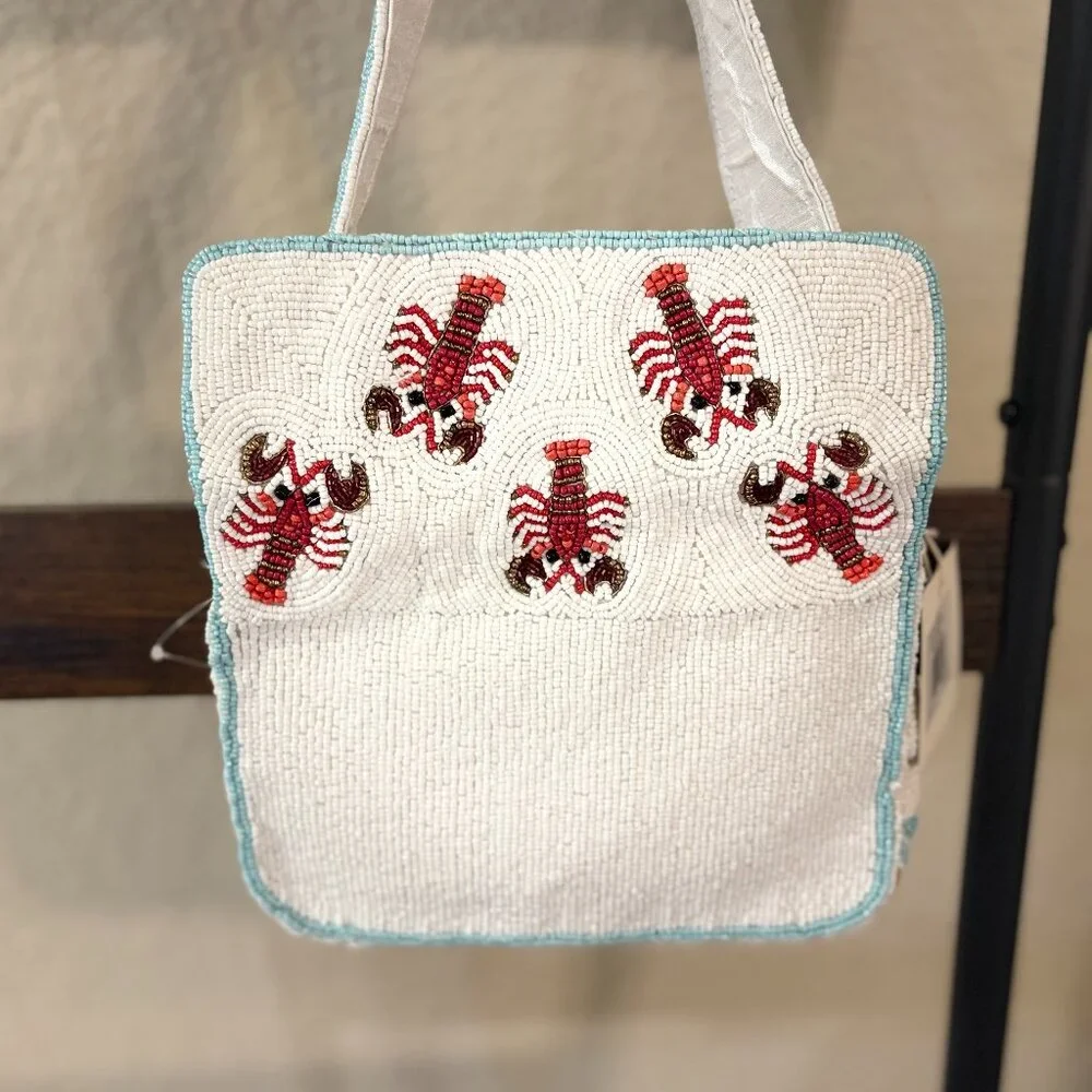 Viral Handmade Beaded Lobster Shoulder Bag Coastal Nantucket Novelty Purse NWT - Picture 5 of 6